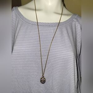Vintage Rare J.Crew Blue Enamel Rhinestone Egg Pendant Necklace